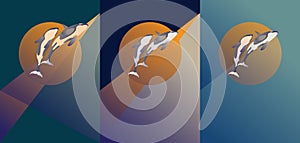 Vector logo of two killer whales,